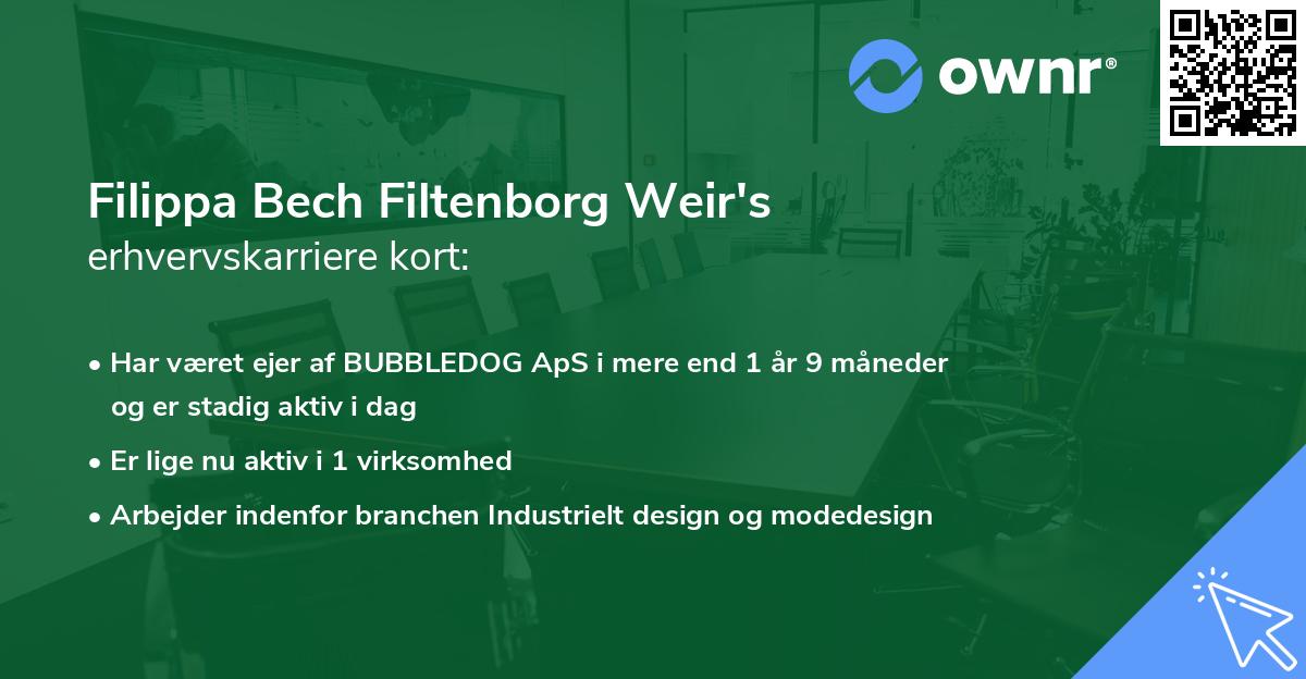 Filippa Bech Filtenborg Weir's erhvervskarriere kort