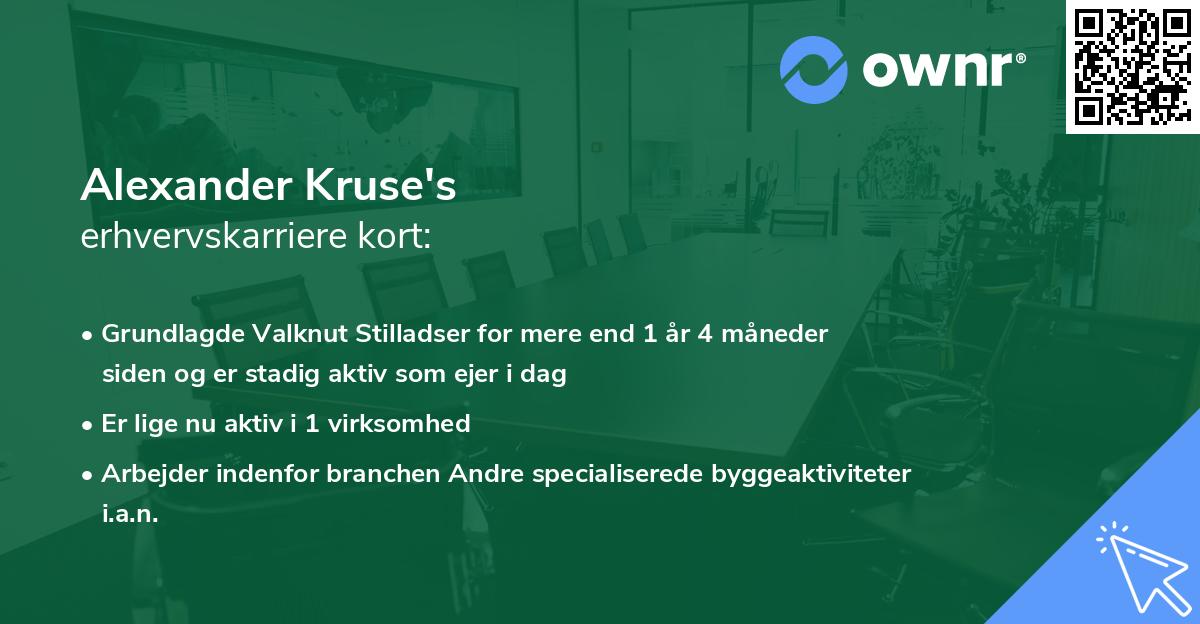 Alexander Kruse's erhvervskarriere kort
