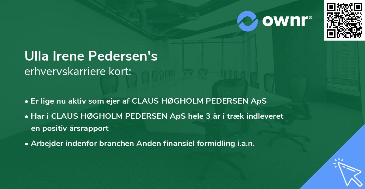 Ulla Irene Pedersen's erhvervskarriere kort