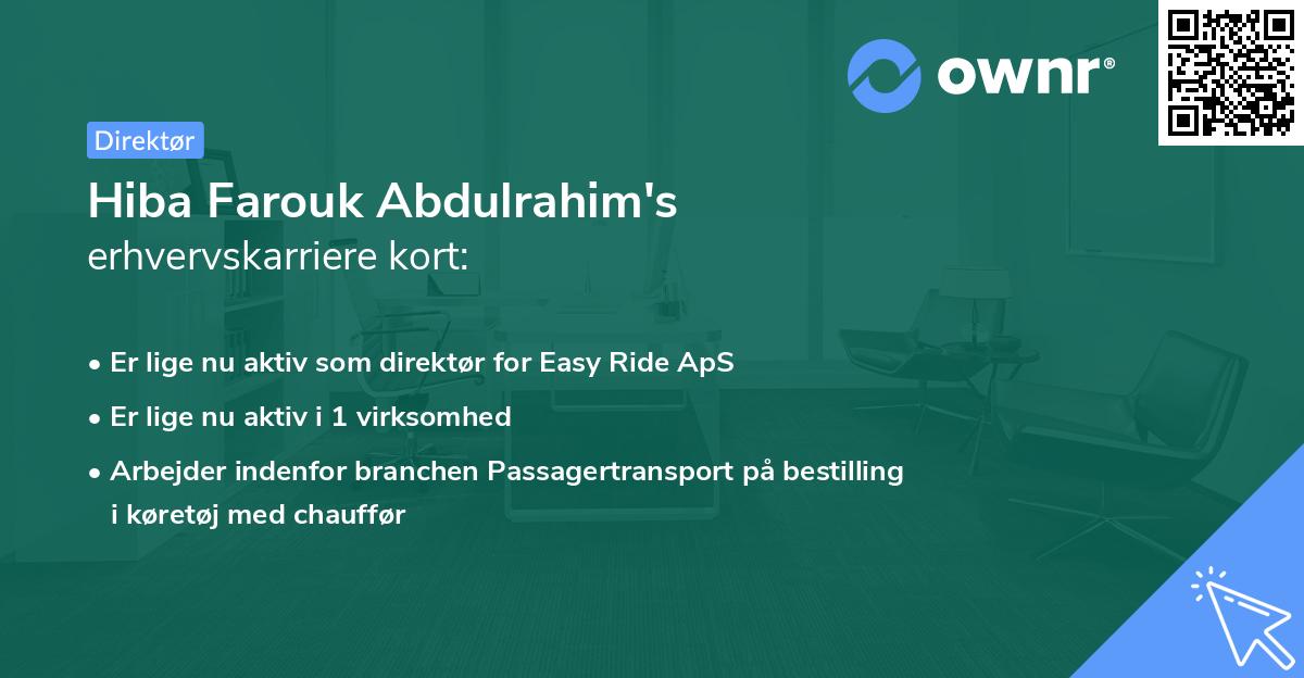 Hiba Farouk Abdulrahim's erhvervskarriere kort