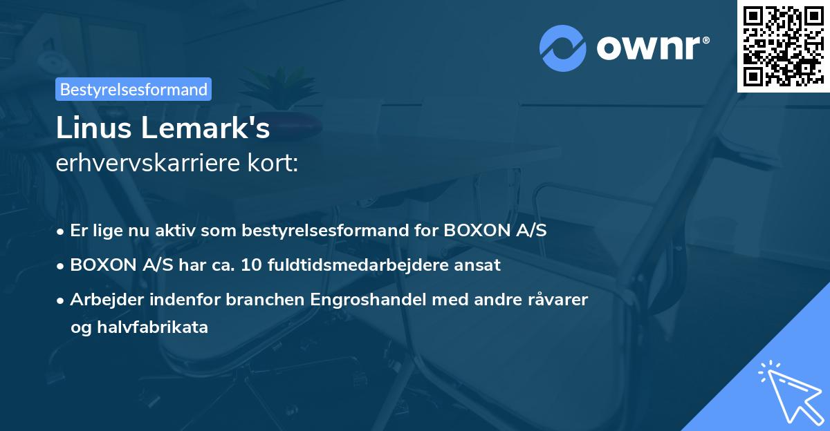 Linus Lemark's erhvervskarriere kort