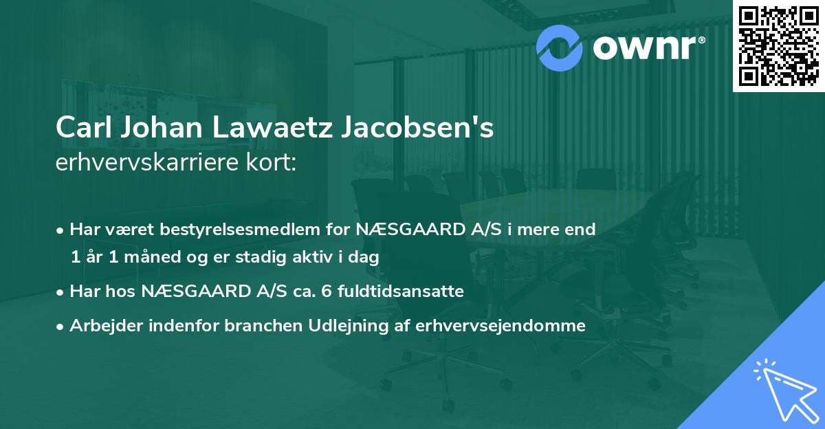 Carl Johan Lawaetz Jacobsen's erhvervskarriere kort