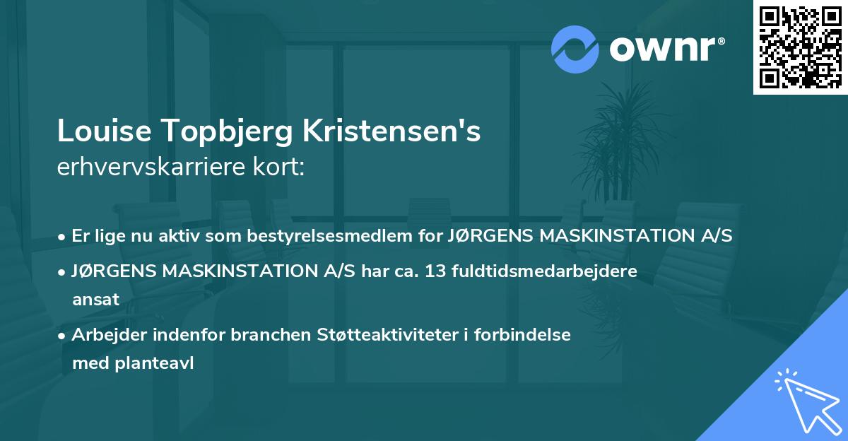Louise Topbjerg Kristensen's erhvervskarriere kort
