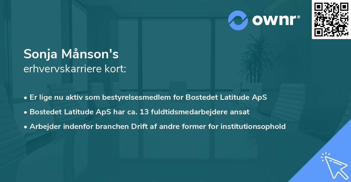 Sonja Månson's erhvervskarriere kort