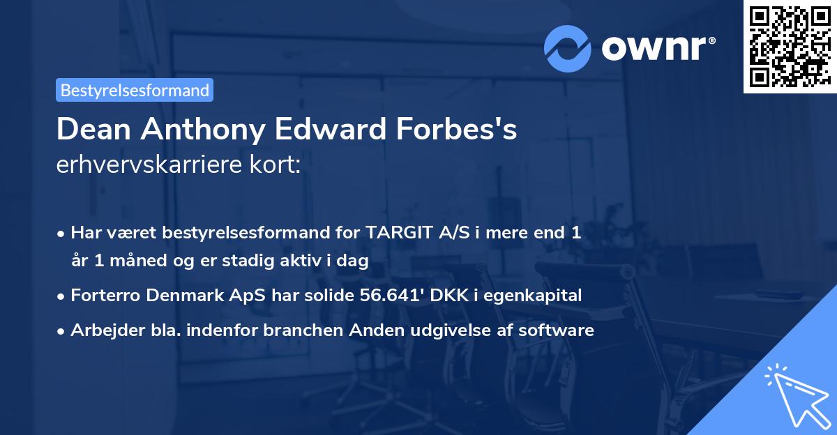 Dean Anthony Edward Forbes's erhvervskarriere kort