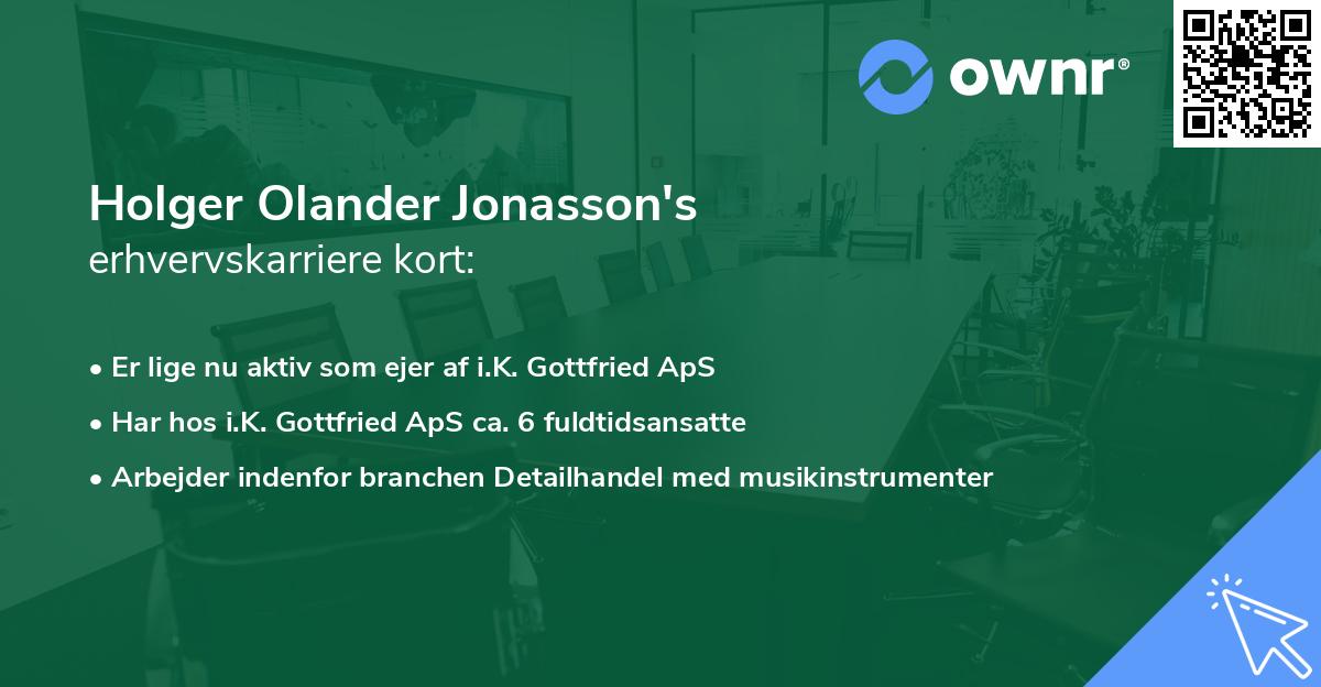 Holger Olander Jonasson's erhvervskarriere kort