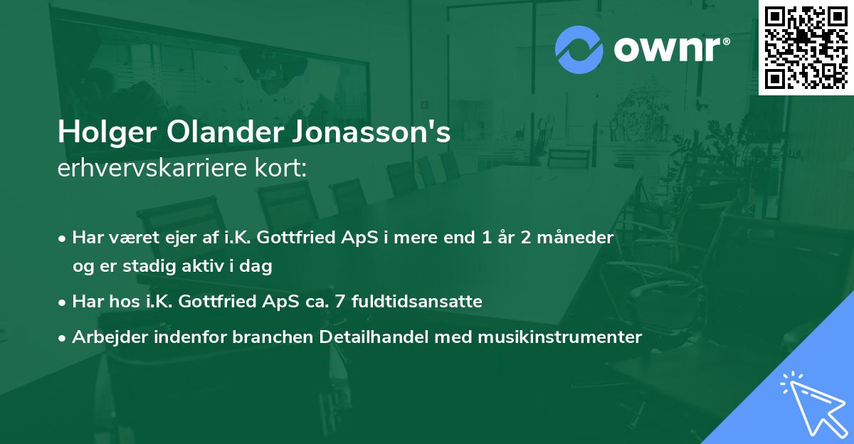 Holger Olander Jonasson's erhvervskarriere kort