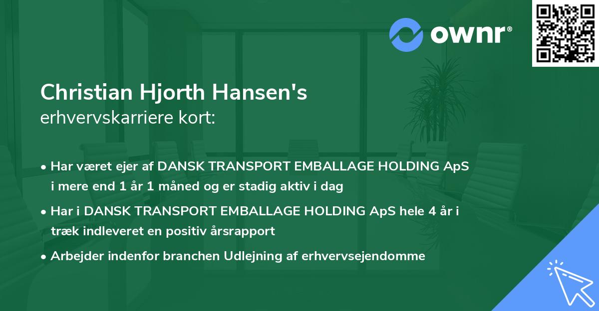 Christian Hjorth Hansen's erhvervskarriere kort
