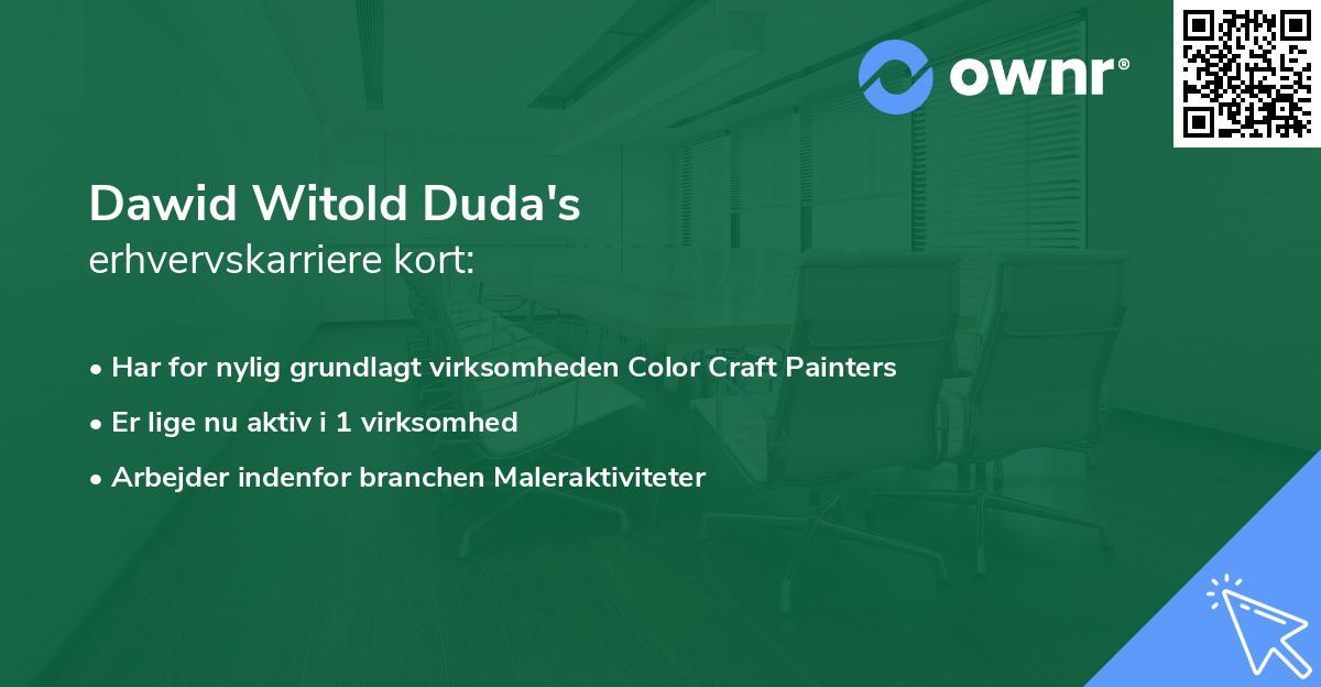 Dawid Witold Duda's erhvervskarriere kort