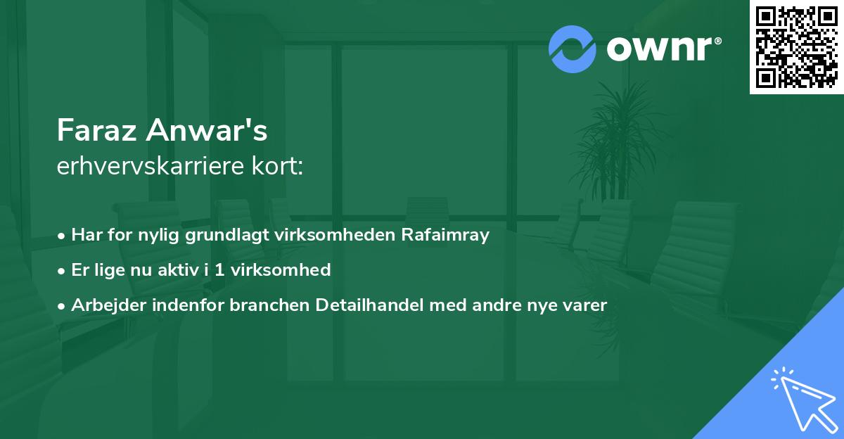 Faraz Anwar's erhvervskarriere kort