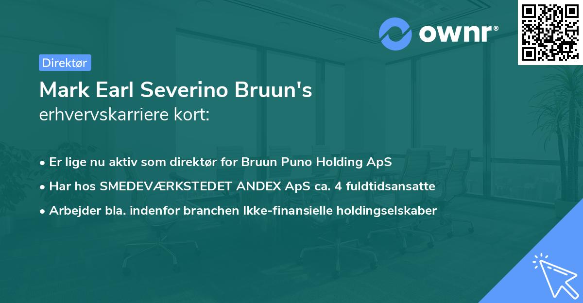 Mark Earl Severino Bruun's erhvervskarriere kort