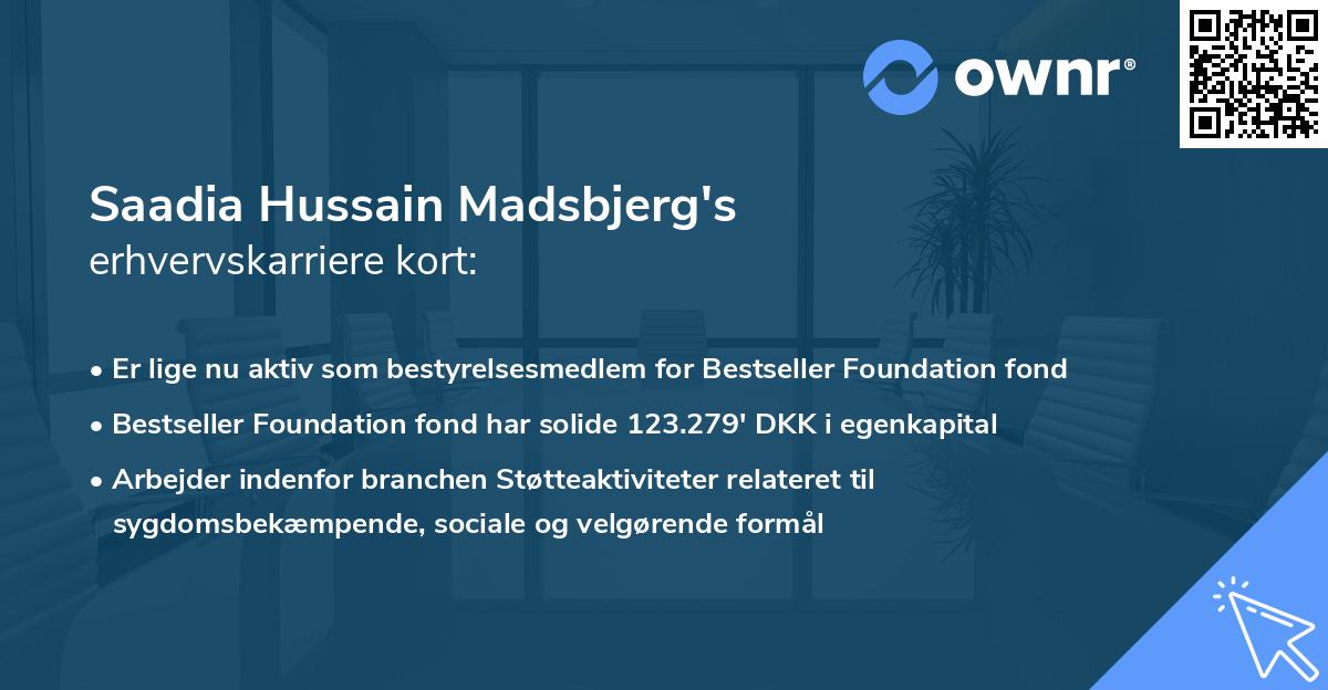 Saadia Hussain Madsbjerg's erhvervskarriere kort