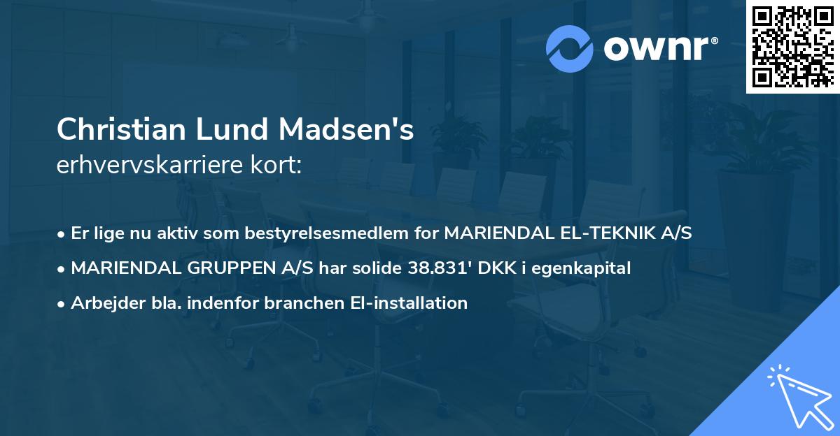 Christian Lund Madsen's erhvervskarriere kort