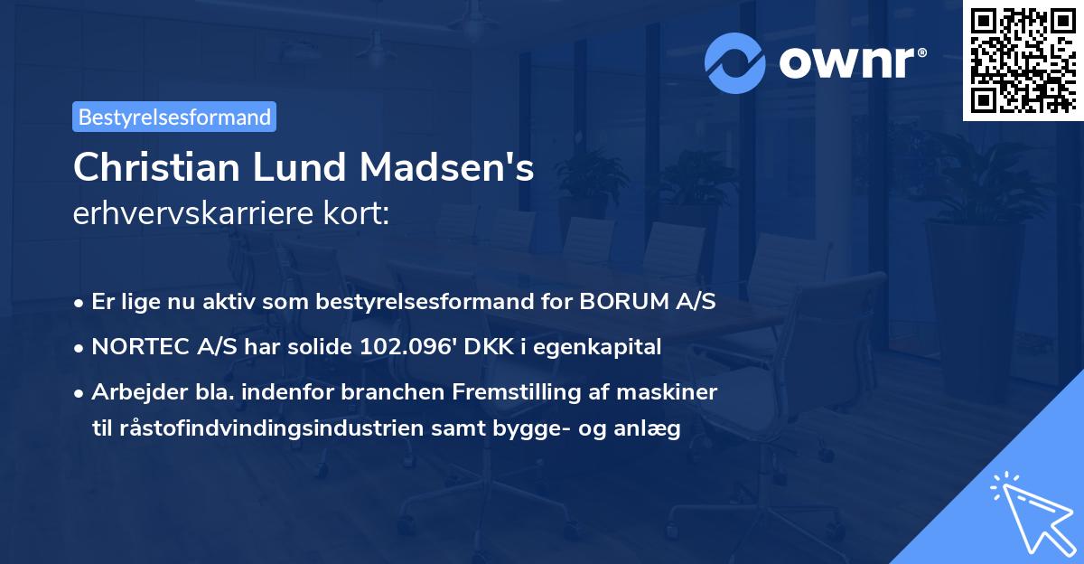 Christian Lund Madsen's erhvervskarriere kort