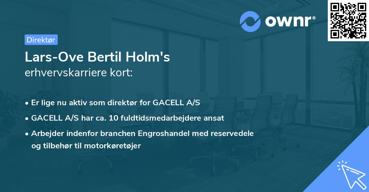 Lars-Ove Bertil Holm's erhvervskarriere kort