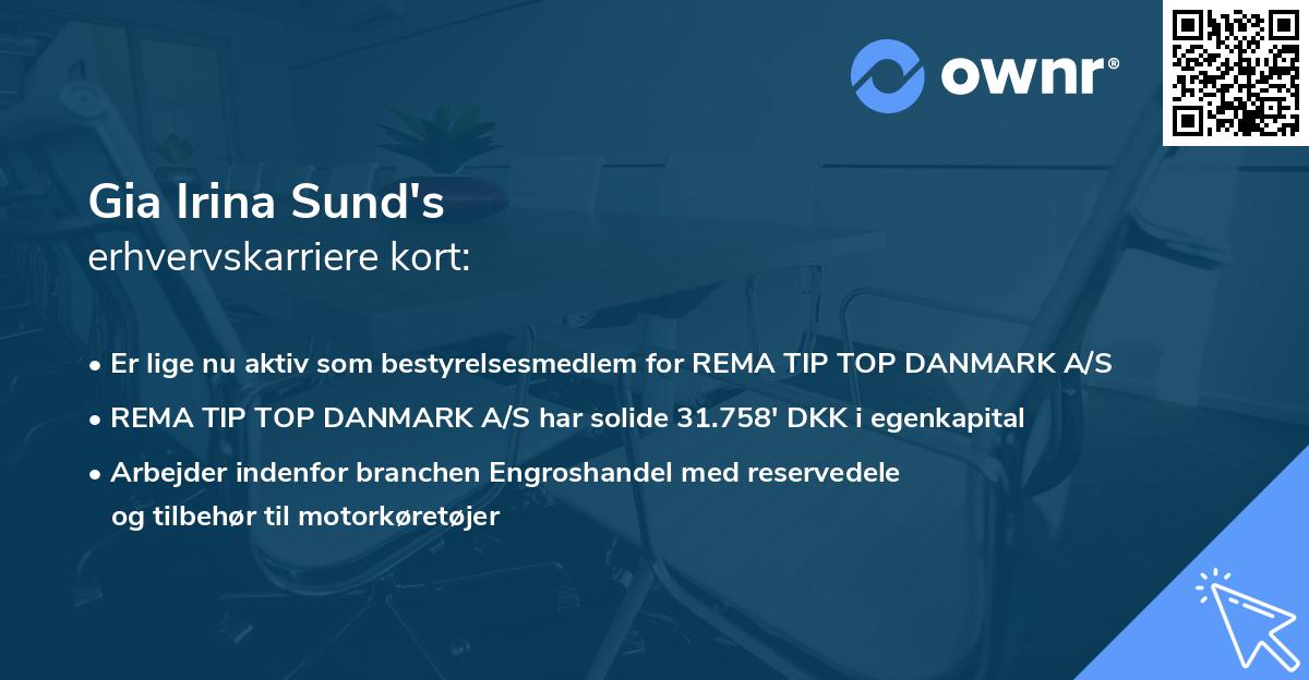 Gia Irina Sund's erhvervskarriere kort