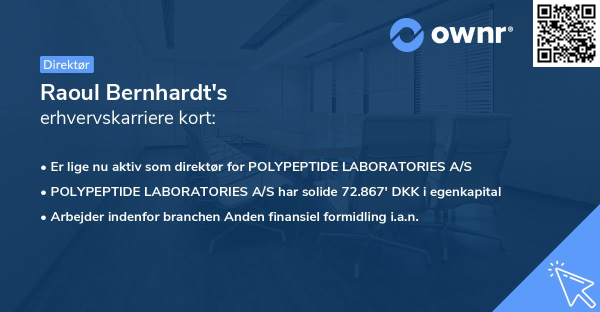 Raoul Bernhardt's erhvervskarriere kort