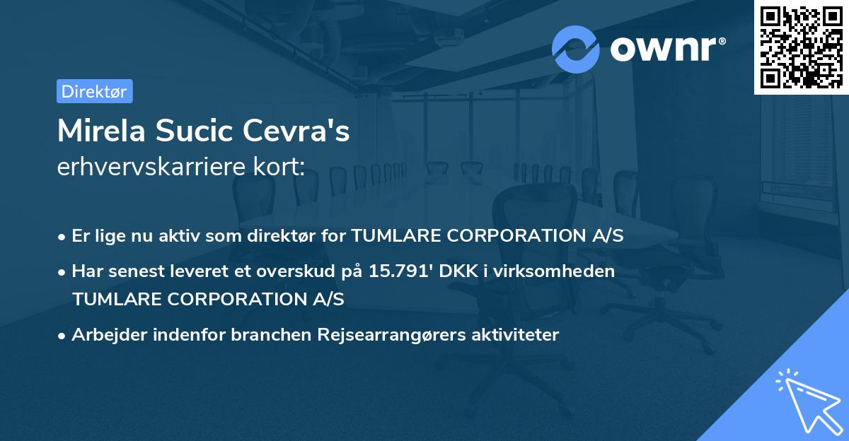 Mirela Sucic Cevra's erhvervskarriere kort