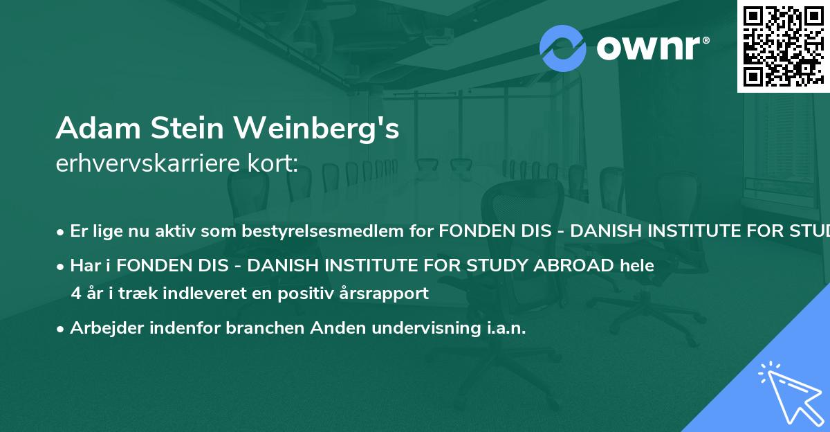 Adam Stein Weinberg's erhvervskarriere kort