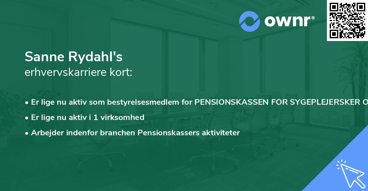 Sanne Rydahl's erhvervskarriere kort
