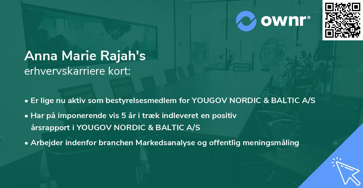 Anna Marie Rajah's erhvervskarriere kort