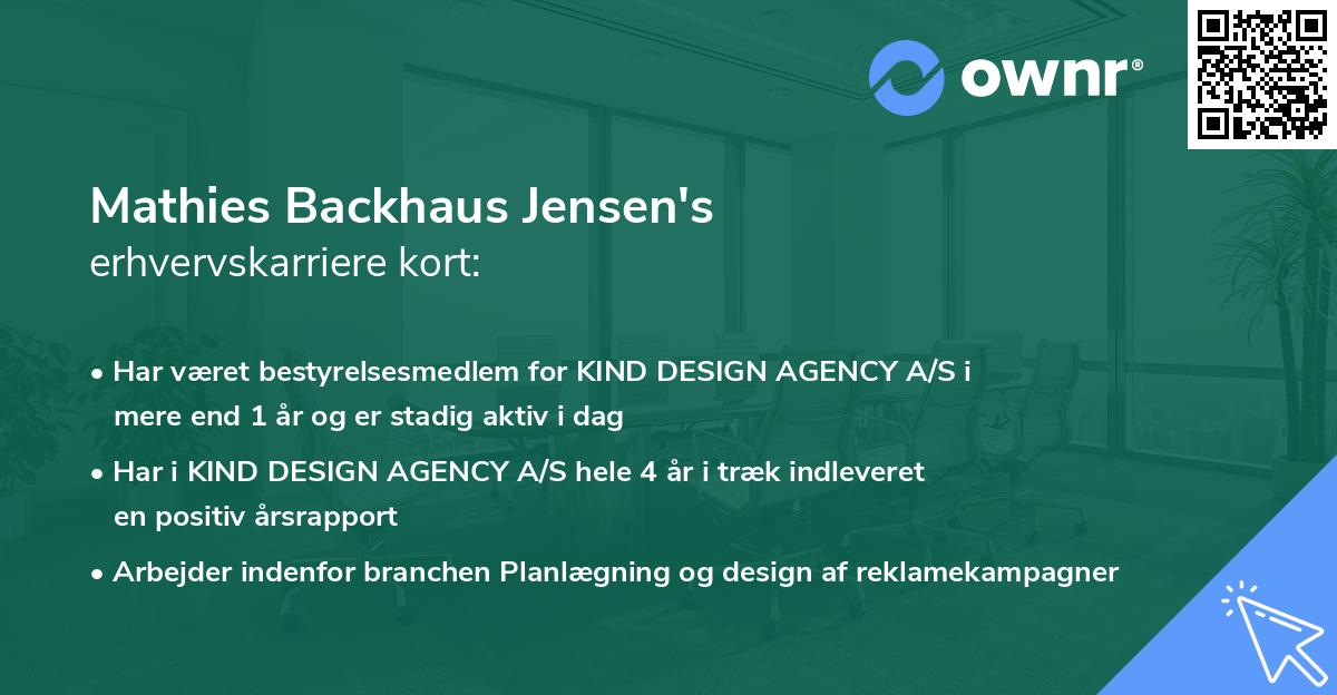 Mathies Backhaus Jensen's erhvervskarriere kort