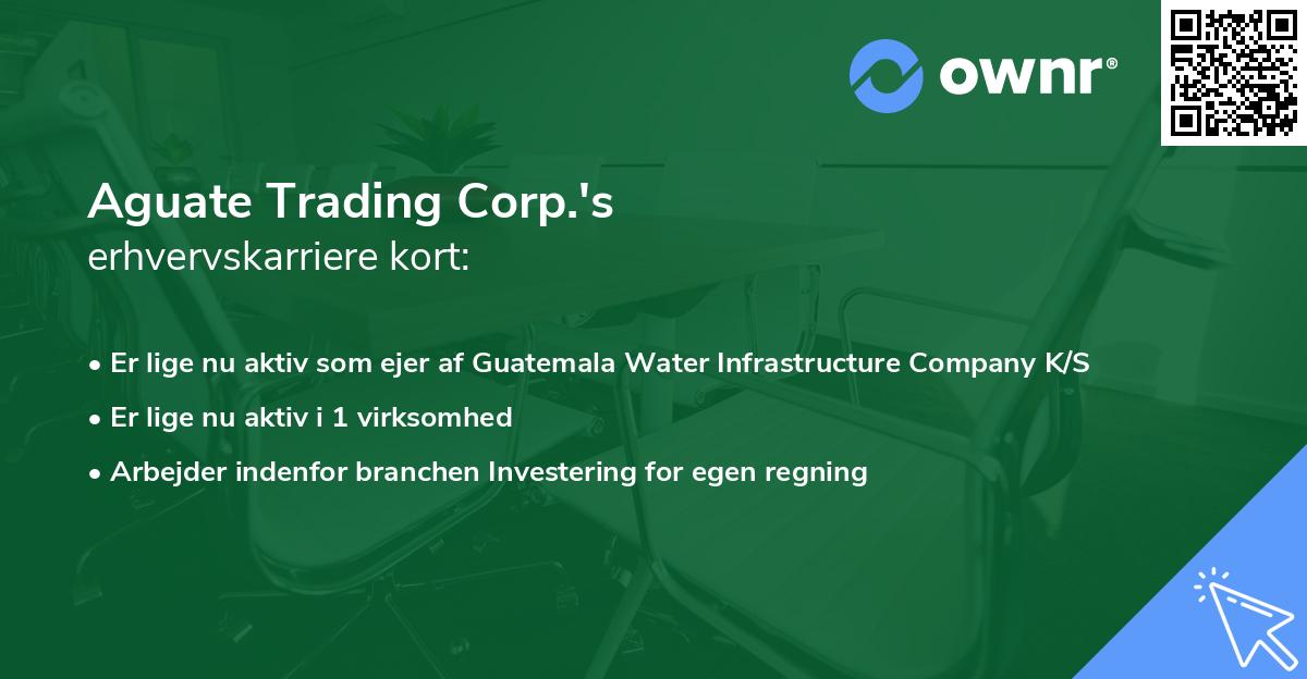 Aguate Trading Corp.'s erhvervskarriere kort