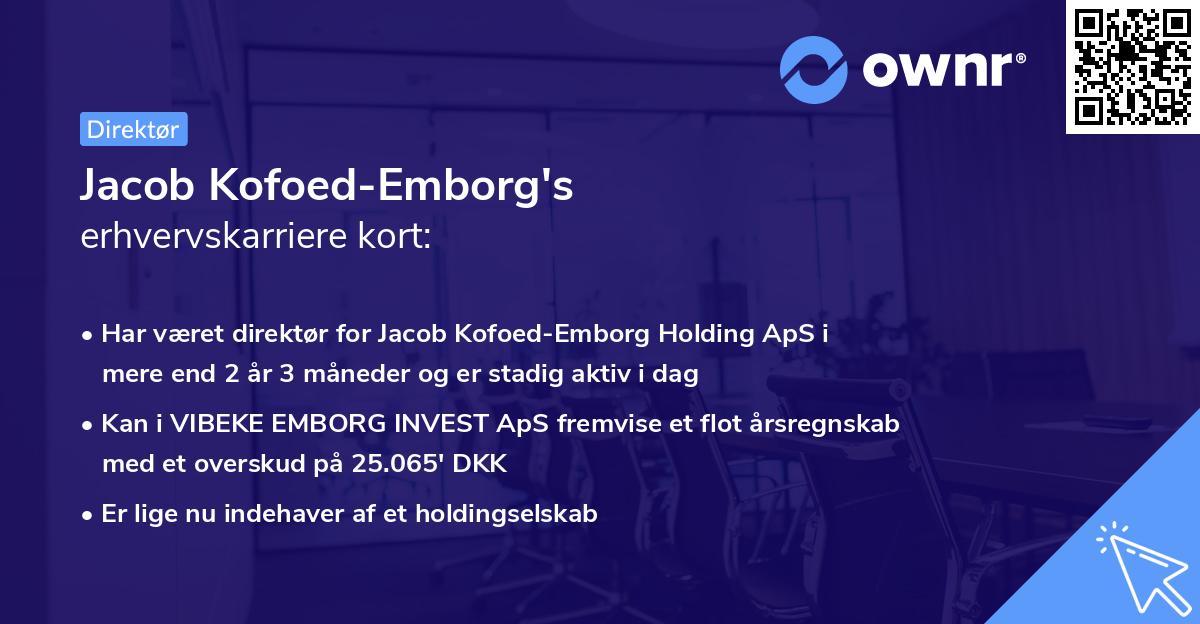 Jacob Kofoed-Emborg's erhvervskarriere kort