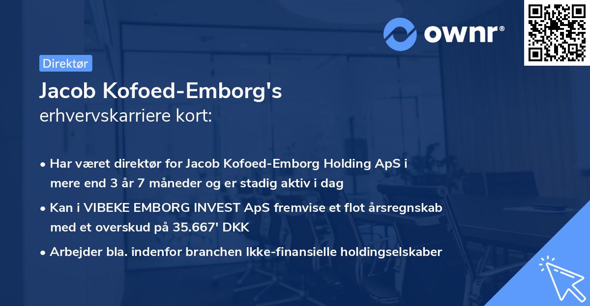 Jacob Kofoed-Emborg's erhvervskarriere kort