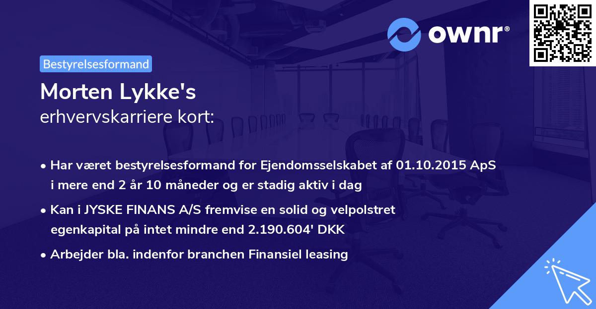 Morten Lykke's erhvervskarriere kort