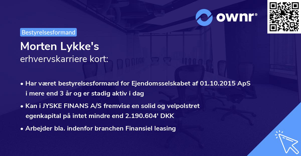 Morten Lykke's erhvervskarriere kort