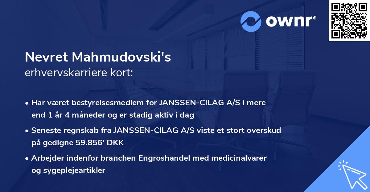 Nevret Mahmudovski's erhvervskarriere kort