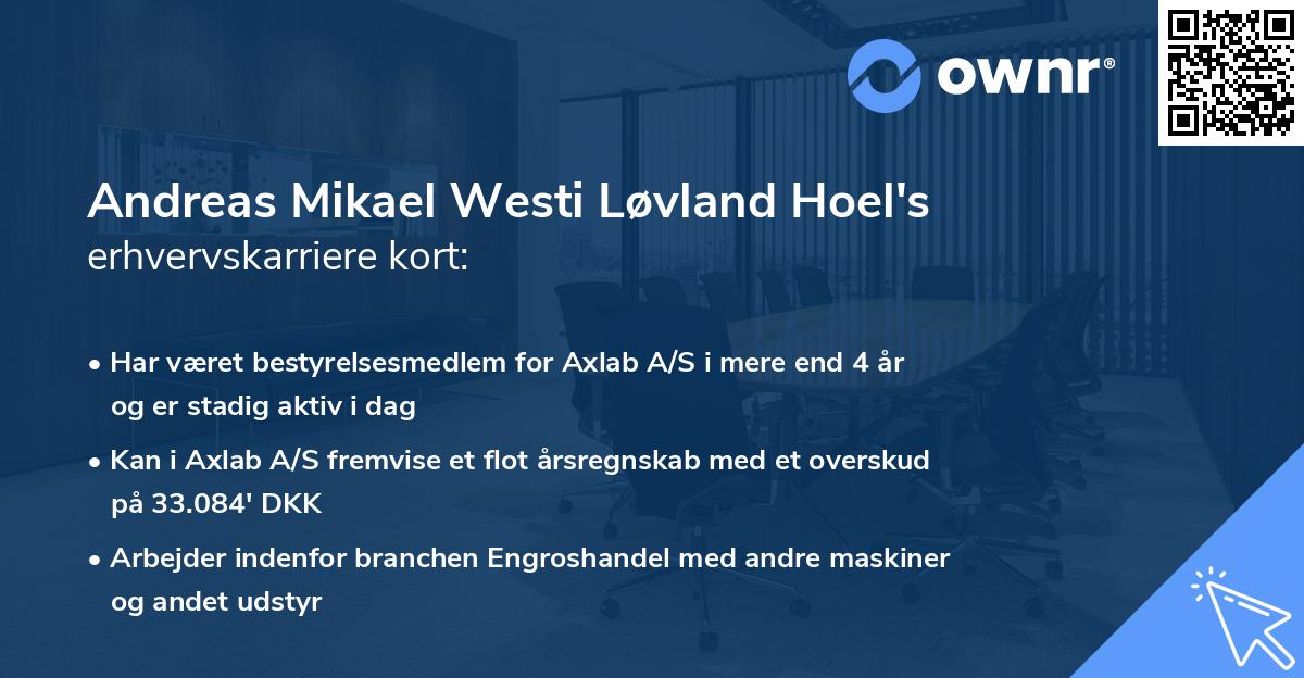 Andreas Mikael Westi Løvland Hoel's erhvervskarriere kort