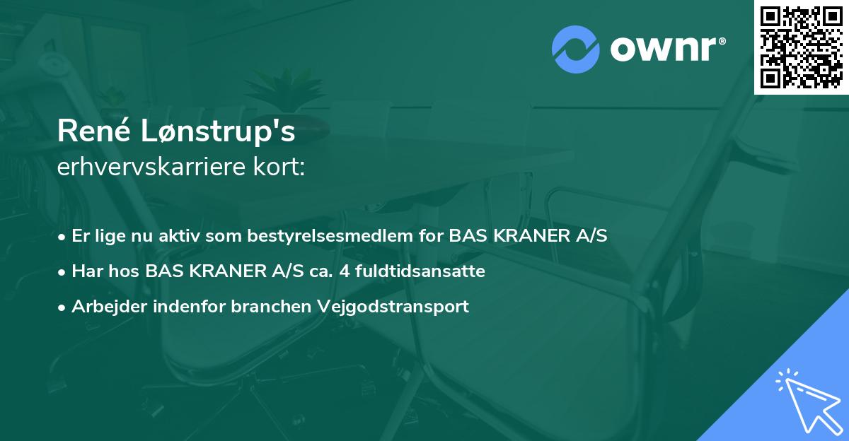 René Lønstrup's erhvervskarriere kort