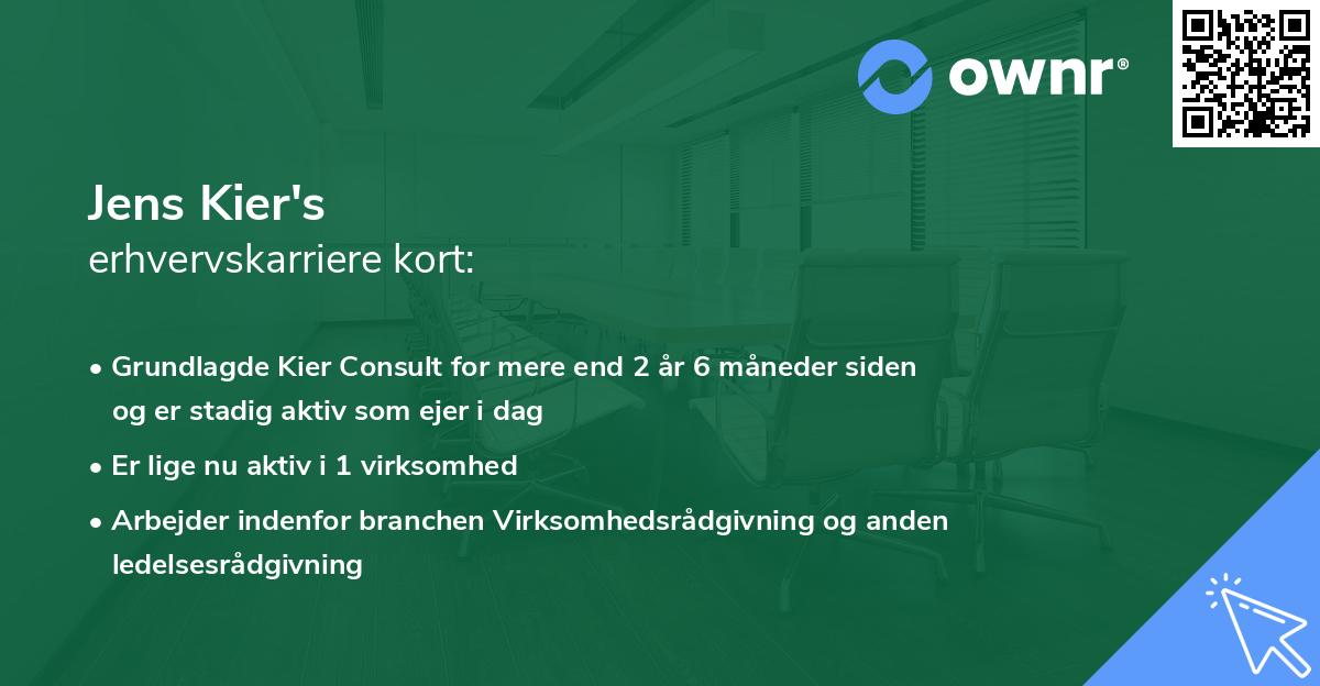 Jens Kier's erhvervskarriere kort