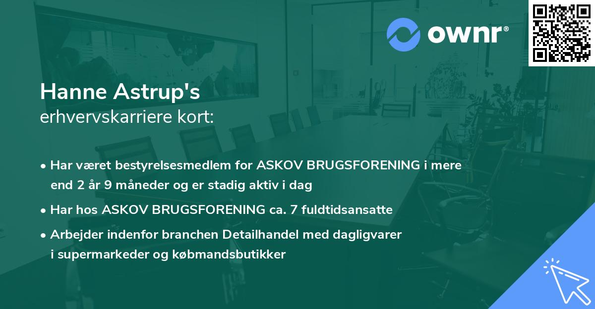 Hanne Astrup's erhvervskarriere kort