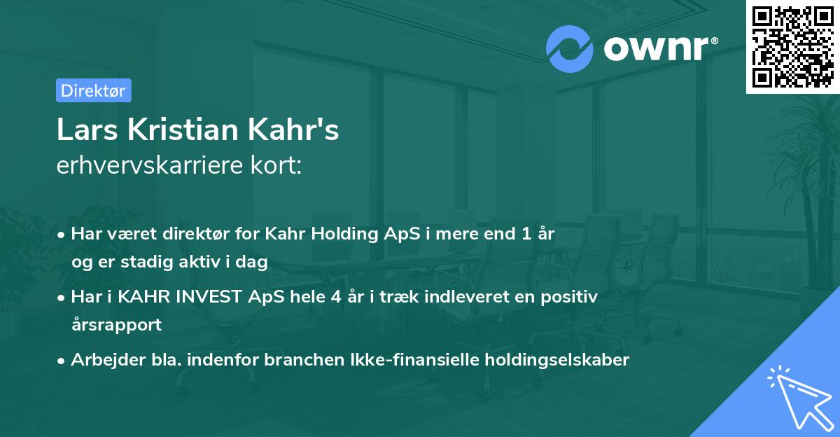 Lars Kristian Kahr's erhvervskarriere kort