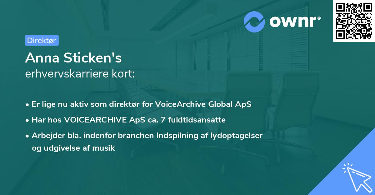 Anna Sticken's erhvervskarriere kort