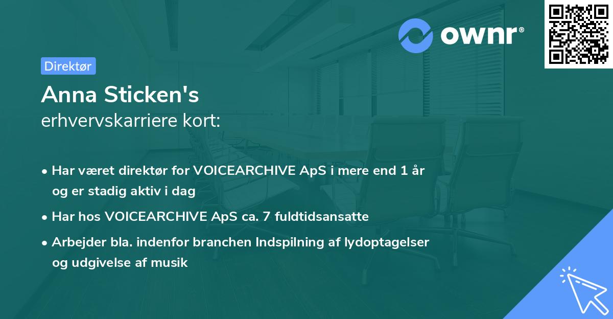 Anna Sticken's erhvervskarriere kort