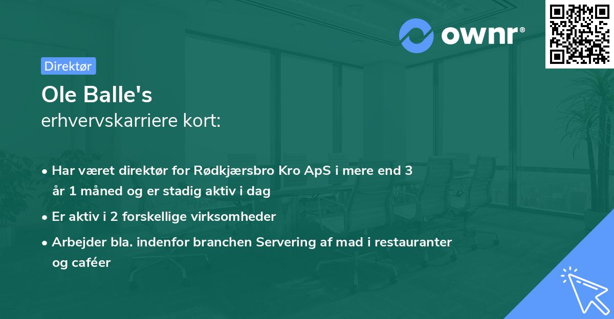 Ole Balle's erhvervskarriere kort
