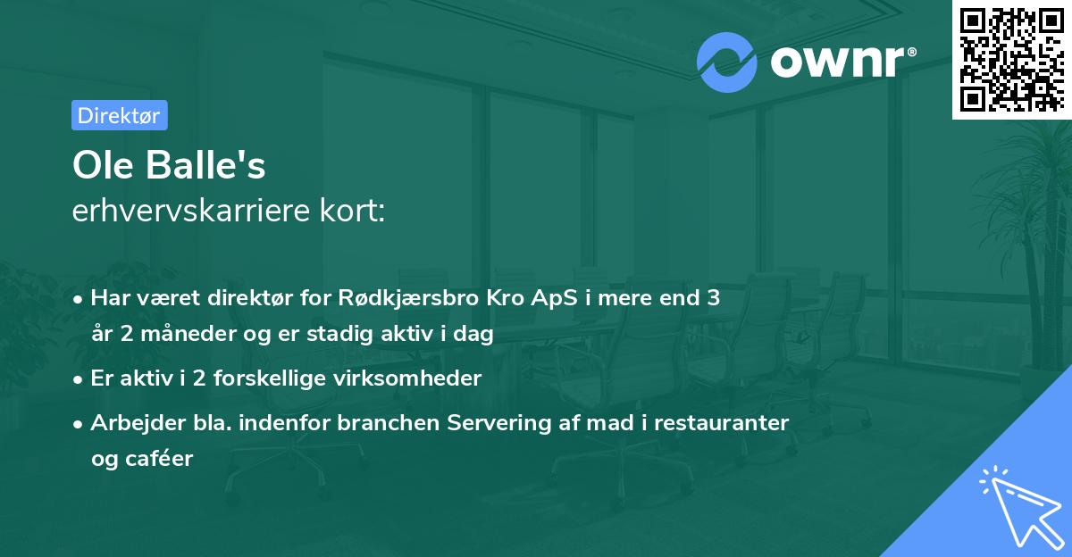 Ole Balle's erhvervskarriere kort