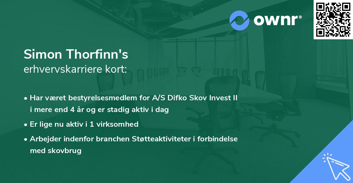 Simon Thorfinn's erhvervskarriere kort