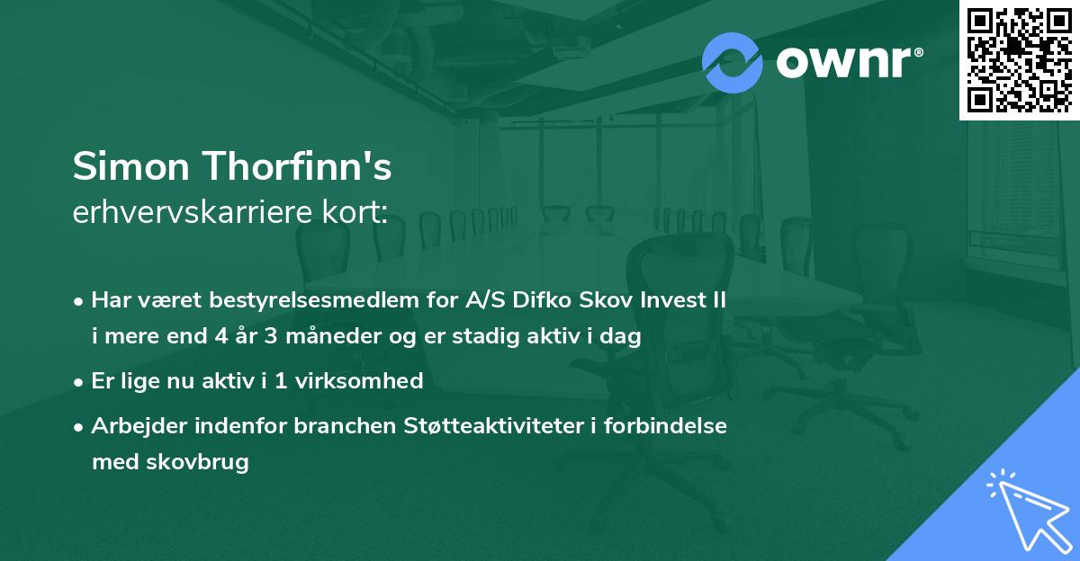 Simon Thorfinn's erhvervskarriere kort