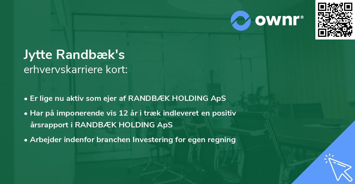 Jytte Randbæk's erhvervskarriere kort