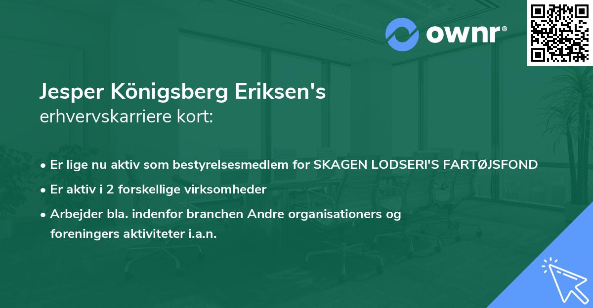 Jesper Königsberg Eriksen's erhvervskarriere kort