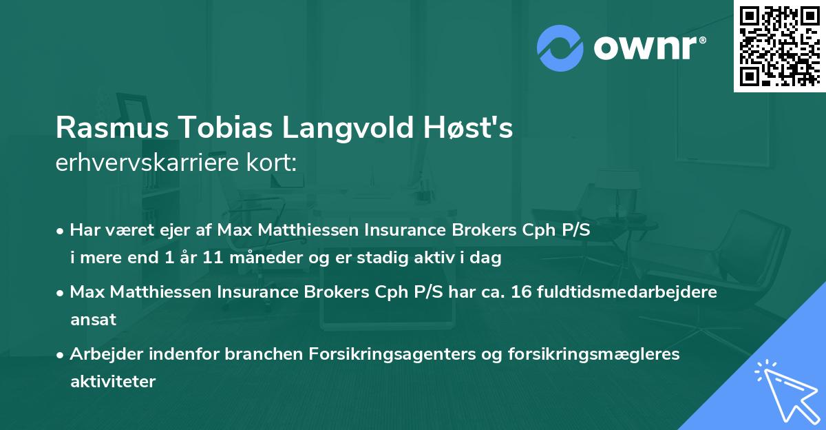 Rasmus Tobias Langvold Høst's erhvervskarriere kort