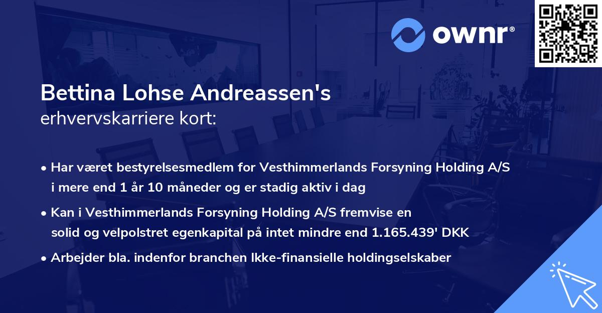 Bettina Lohse Andreassen's erhvervskarriere kort