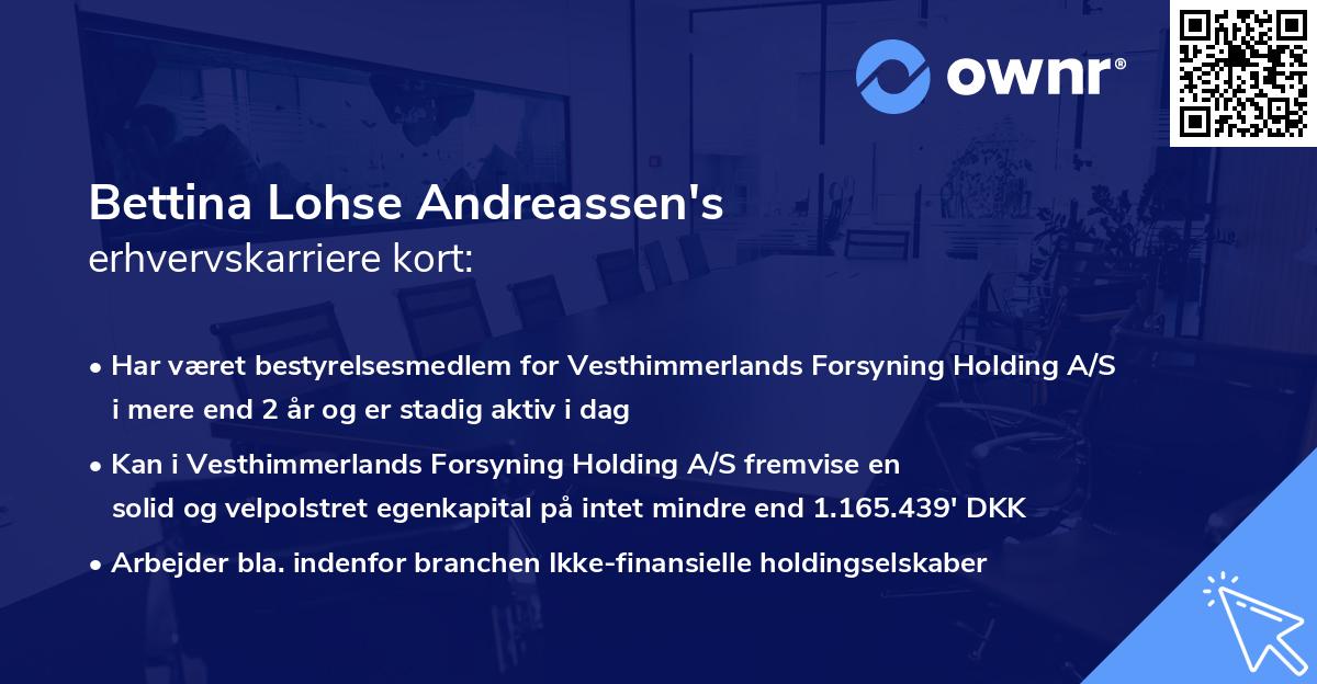 Bettina Lohse Andreassen's erhvervskarriere kort