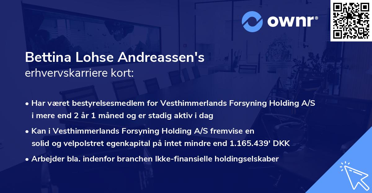 Bettina Lohse Andreassen's erhvervskarriere kort