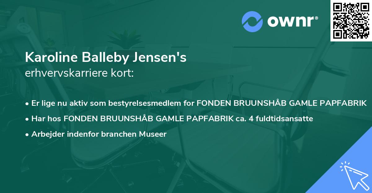 Karoline Balleby Jensen's erhvervskarriere kort